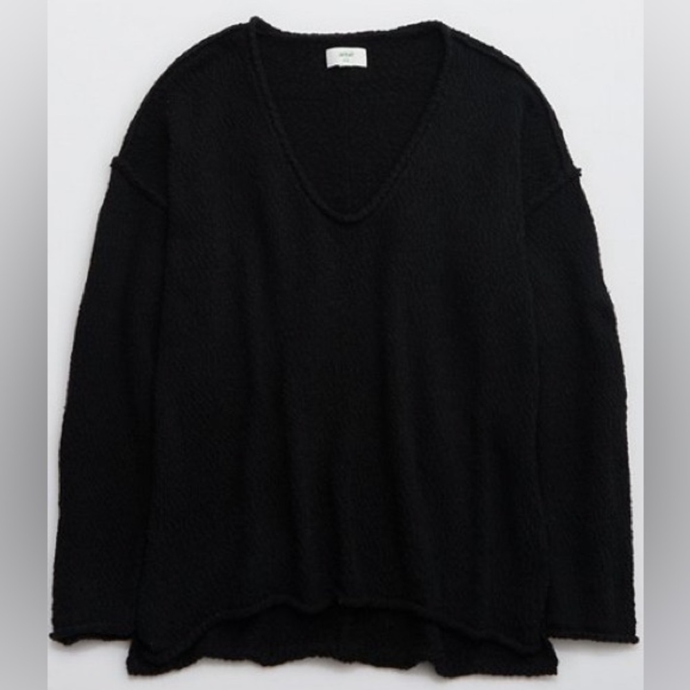 Aerie Oversized Voop Sweater in black